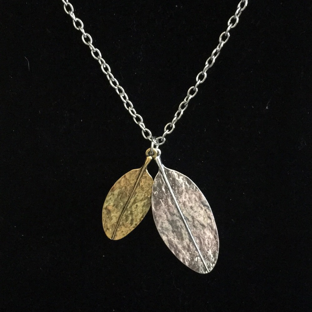 Gold and Silver Tone Leaf Necklace NWT